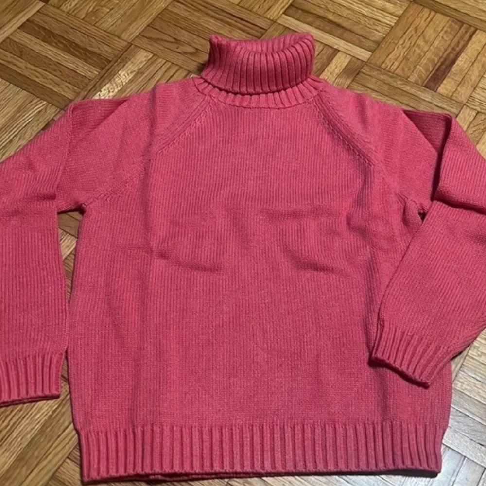 Land's End Pink Turtleneck Plain Pullover Long Sleeve Cotton Sweater‎ Adult Xs